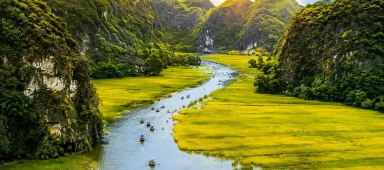 Ngo Dong River in Tam Coc, Ninh Binh Vietnam